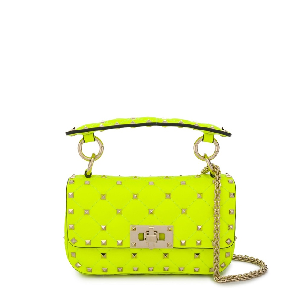 ⭐️Valentino Garavani 2020 Mini Spike It Rockstud Neon Leather Shoulder Bag